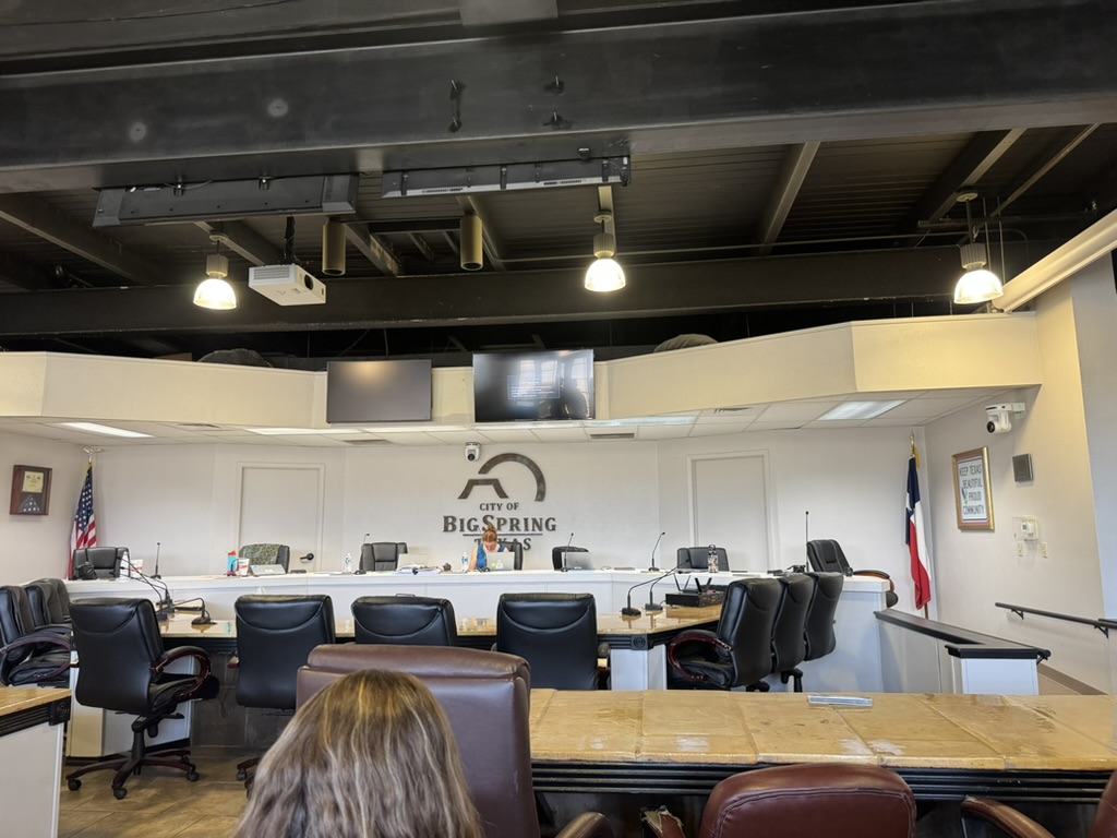 The City of Big Spring council chambers, set for a Health and Human Services Commission meeting