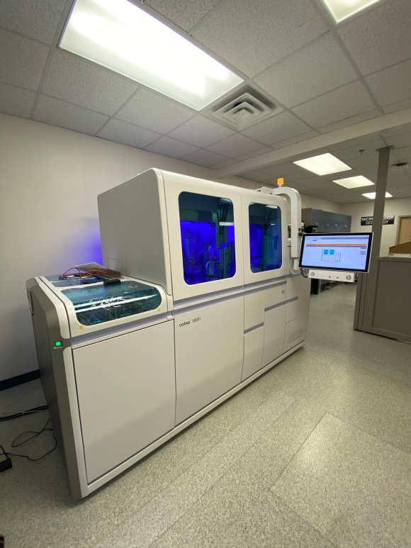 The instrument being sited in the Huguley laboratory